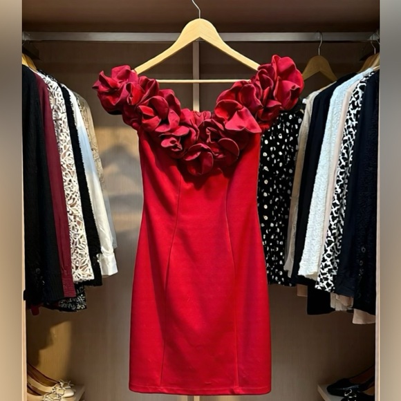 B Darlin Red Ruffle Mini Dress - Picture 1 of 3